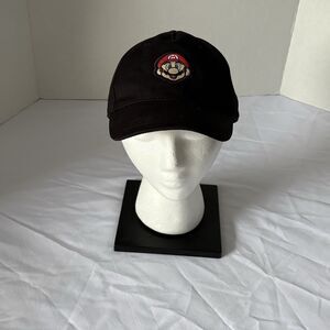 SUPER MARIO BROS "MARIO" logo Black Cap Hat~ One Size Fits Most~  preowned,